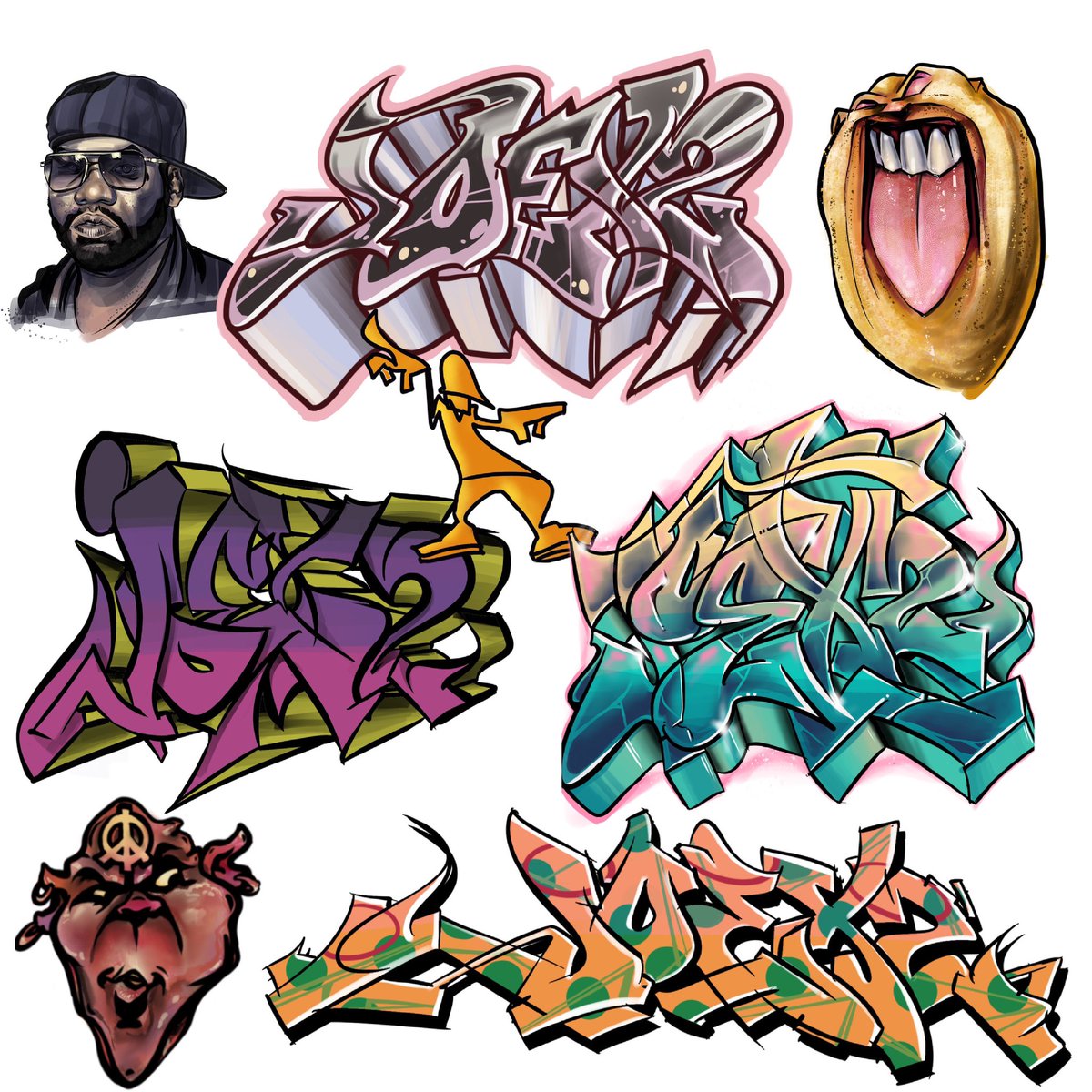 Joextwo's tweet photo. Thought I would compile some outlines and through in a few characters for ya! 
#Character #graffiti #illustration #cartoon https://t.co/PFgkv4KKWh