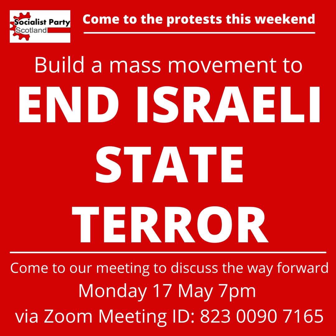 Happy #SocialistSunday! After the fantastic show of solidarity with Palestine  at protests across the UK yesterday Socialist Party Scotland are hosting a meeting on the socialist  way forward for the struggle. Come along and get involved!