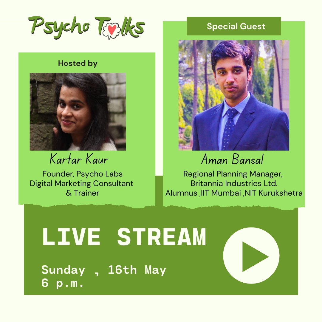 PsychoLabsin's tweet photo. Join us for the #PSychoTalk https://t.co/K1lQkJhUzH 
at 6 p.m. | 16th May (Sunday)  
#OnloneTalkShow #LetsGrowTogether https://t.co/xvcRQgd3wQ