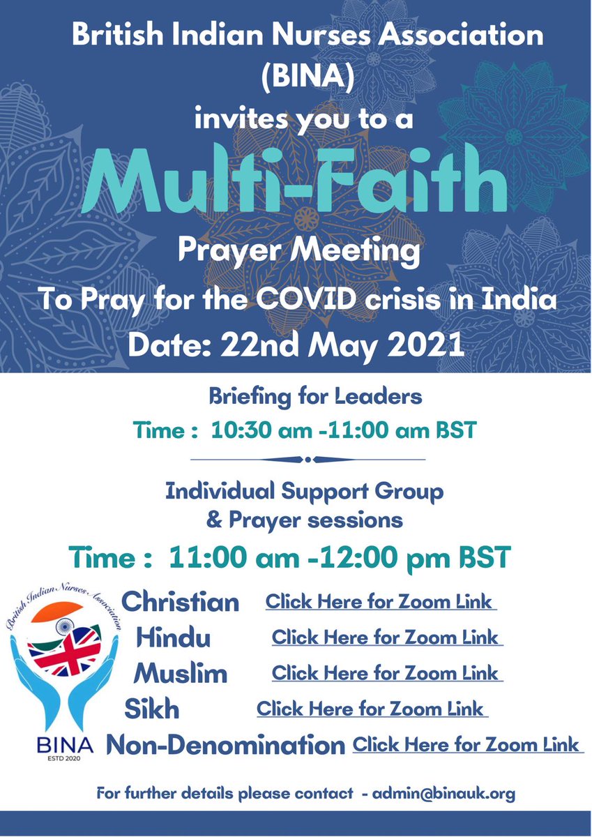 Faith is the powerful source of Wellbeing, let's come together and Pray for Covid crisis in India.22nd May between 11am to 12pm @CNOEngland
@Crouchendtiger7 @Prerana_Issar @suenaidoo73 @BAPIOUK
@BBCNews @itvnews @theRCN 
@unisontheunion @DrHNaqvi @BBCIndia
bit.ly/3oiM7hh