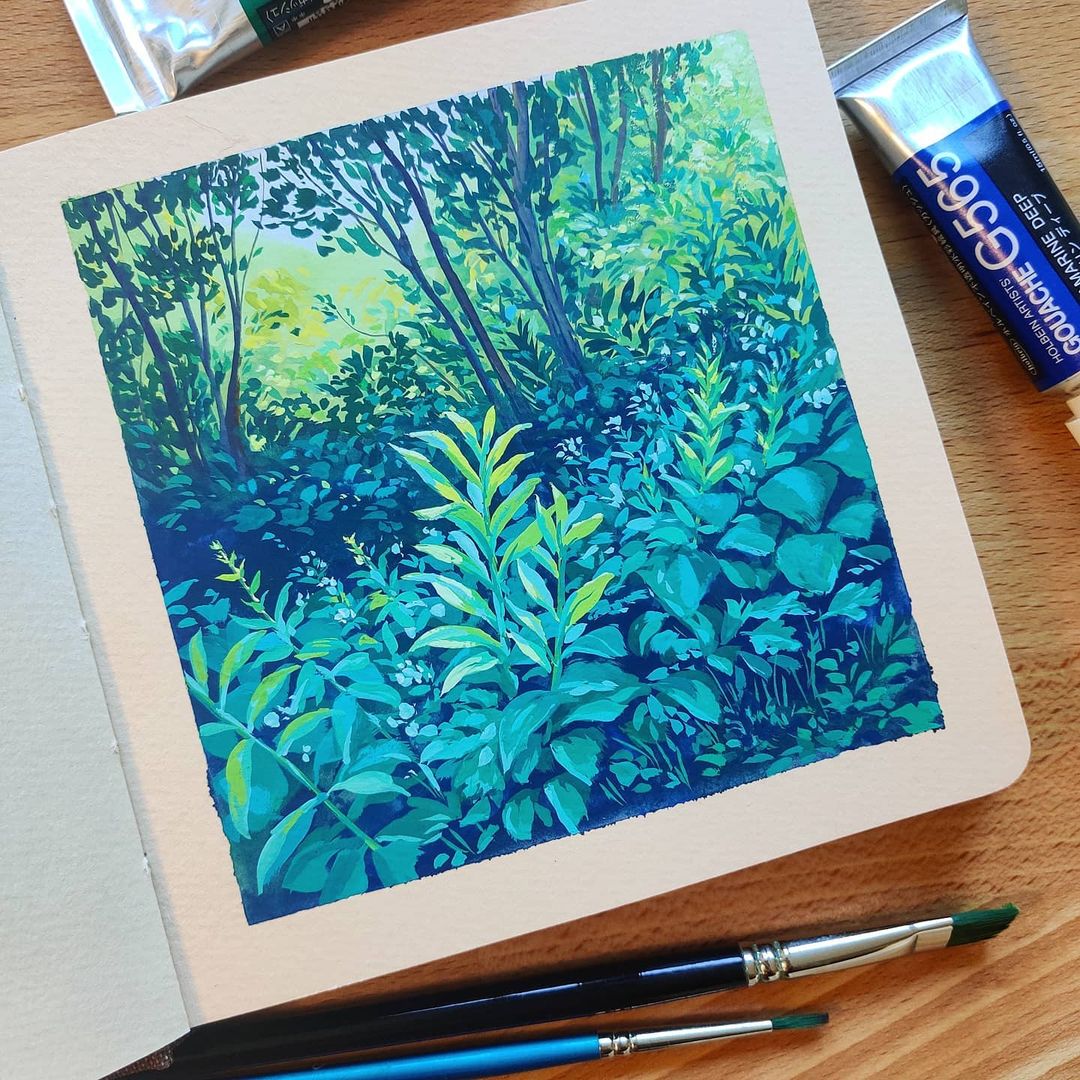 maddybellwoar's tweet image. Two of my favorite pages in the sketchbook so far 🌿💙✨