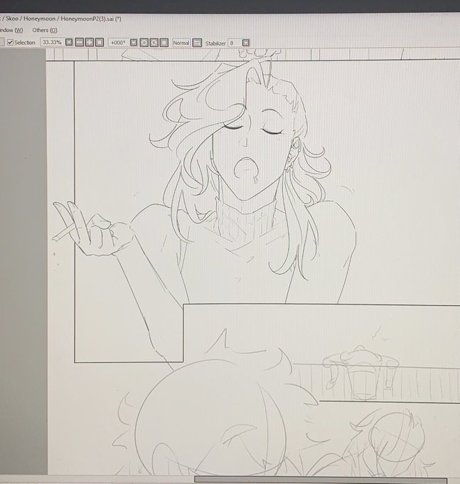 [WIP] The more I draw teenage Cherry the more and more he looks like a pop-punk Farrah Fawcett 💁‍♀️ 