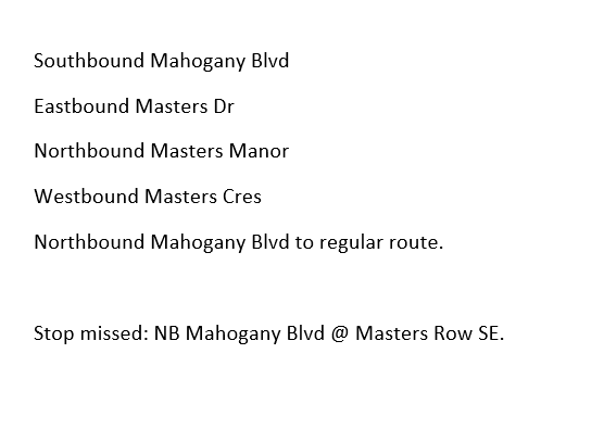 calgarytransit's tweet photo. #CTRiders DETOUR #Route468 May 17 – May 21 Stop# 3423 located at NB Mahogany Blvd x Masters Row SE will be temporarily closed due to a road closure on Mahogany Blvd x Masters DR SE. https://t.co/Mz1VARCChP