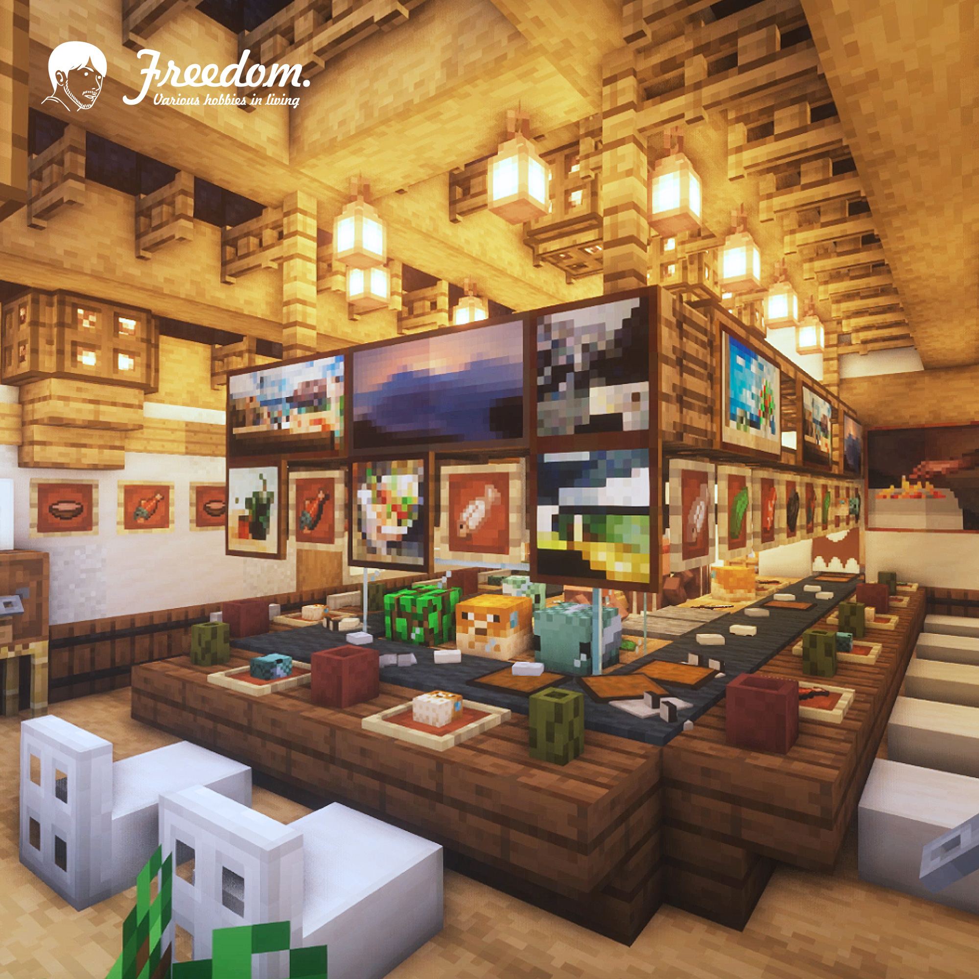 Twitter 上的 Freedom Conveyor Belt Sushi Bar Tutorial Video Up T Co Inipr4a3ub マイクラ マインクラフト Minecraft Minecraft建築コミュ Minecraftbuild Architect Interior Tutorial 建築 Base バニラ建築学部 Vanilla 店 Shop 和風建築