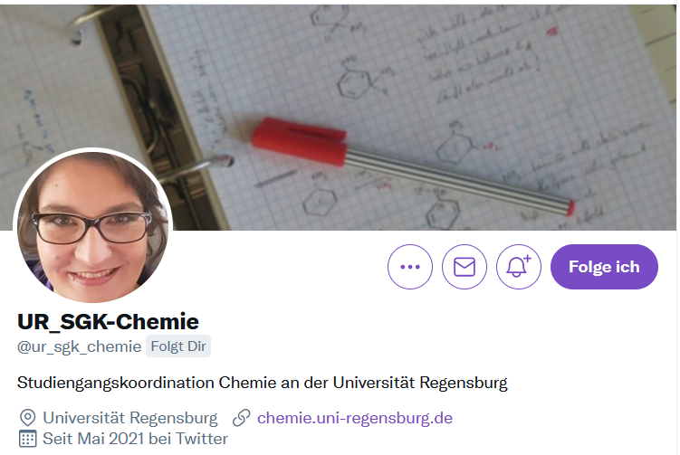 JCFRegensburg's tweet photo. Die Studiengangskoordination @ur_sgk_chemie ist jetzt auch bei Twitter! Neueste Updates über das Chemiestudium an der @uni_regensburg jetzt auch hier! #DieUR #Chemie #Regensburg https://t.co/YOFAN5fAx2