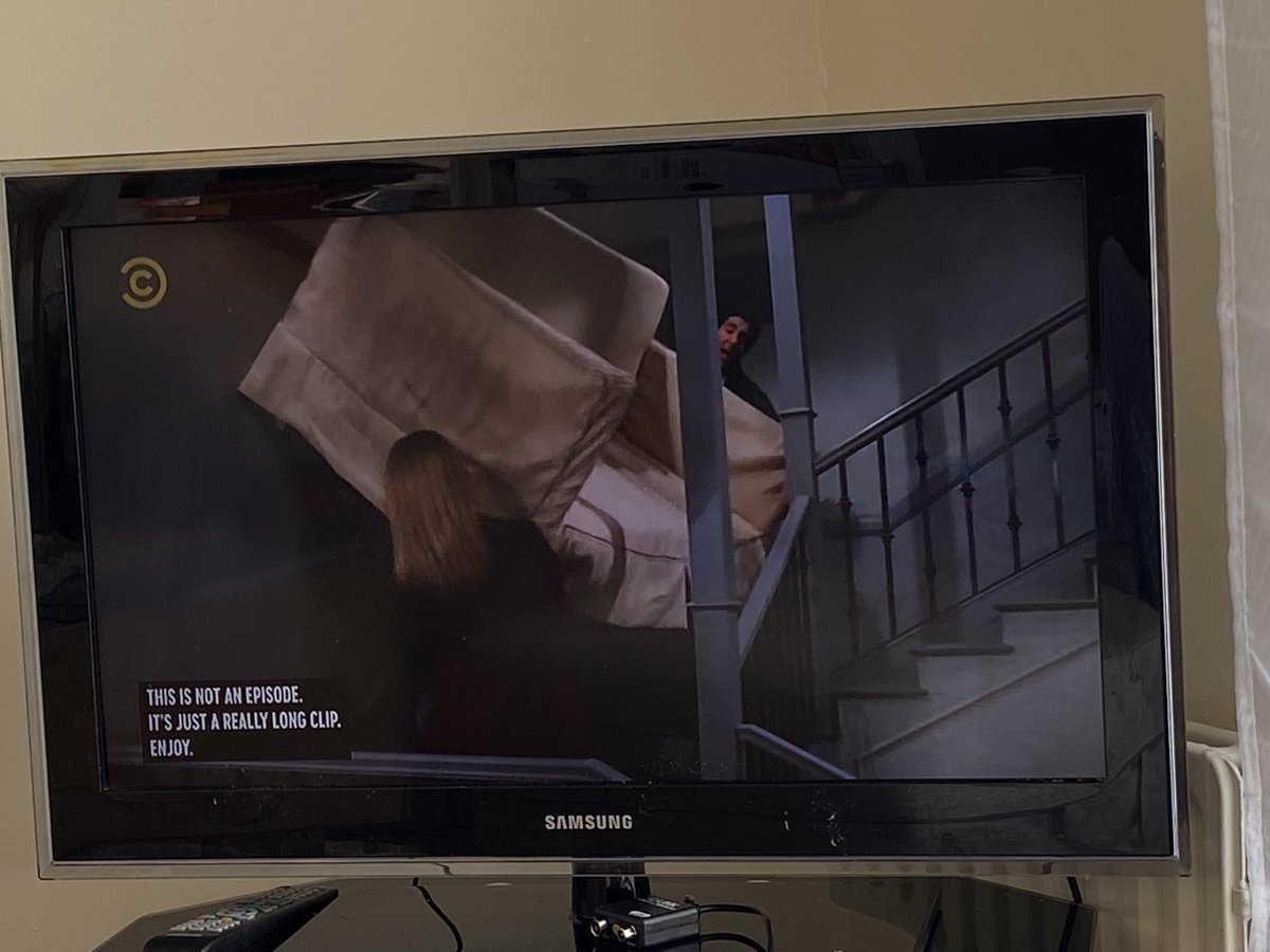redactash's tweet photo. When you are watching tv for the first time in a week and watching Comedy Central and of all the friends clips they could have played they play the one that was @Apothacary and I two days ago! #Pivot #movinghouse #CouchLifting #NewHome #HomeOwner https://t.co/T4w7UViDgJ