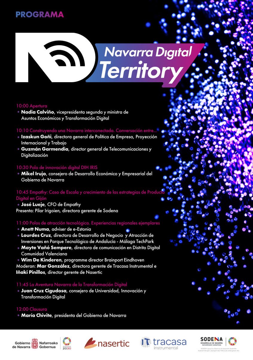 📝 Este lunes, 17 mayo: #DíaMundialDeInternet ▶️NAVARRA DIGITAL TERRITORY◀️ Casos de éxito, avances en #Navarra, experiencias internacionales, ecosistema TIC navarro... #NDTerritory 

📍 <a href="/navarrarena/">Navarra Arena I Nafarroa Arena</a> 
🤳#Streaming: youtube.com/watch?v=mU7Vmb…

<a href="/gob_na/">Gobierno de Navarra</a> <a href="/NASERTIC/">Nasertic</a> <a href="/itracasa/">itracasa</a> <a href="/Sodenavarra/">Sociedad de Desarrollo de Navarra</a>