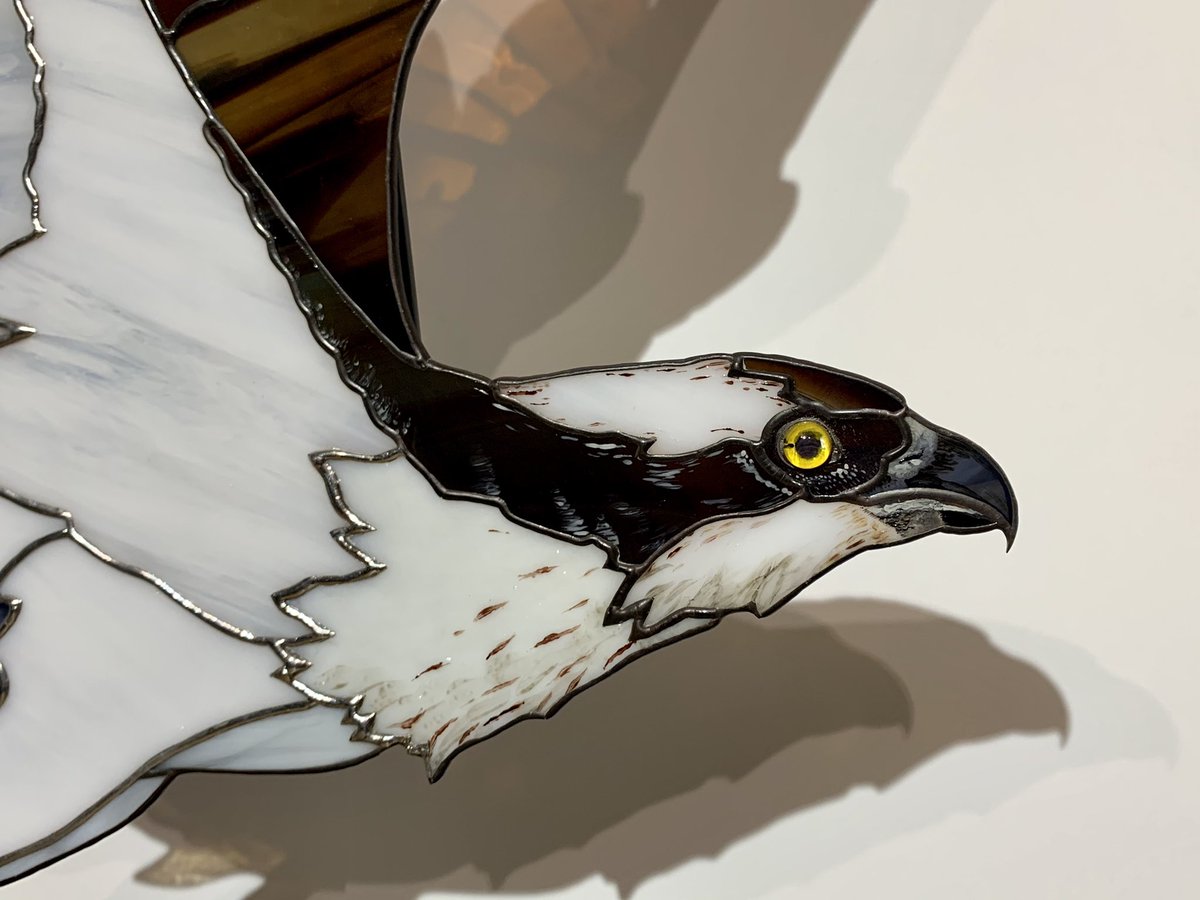 fidhw's tweet image. ...drumroll...
The #Osprey has gone to its new home, and (as it was delivered Friday and gifted yesterday) I can now share with you!
Carved stone base by the Highland Slate Workshop, fish by late-night inspiration. #glassart #birdart #happy