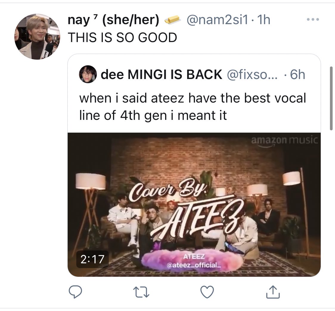 azfxon's tweet photo. small thread of the sweet comments i have come across from non atiny on the ‘leave the door open’ cover by ateez <3 https://t.co/vxPTzR5pUm