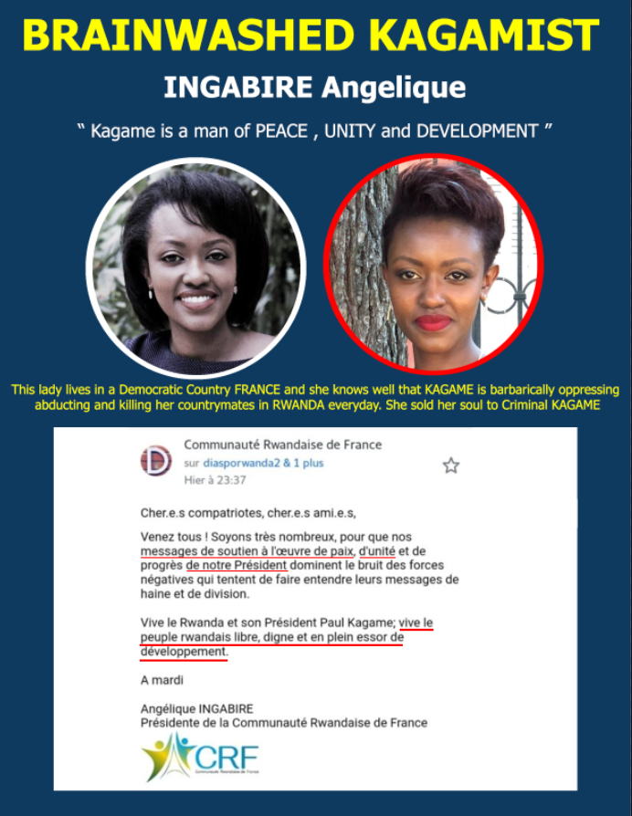 KayitabaSpecios's tweet photo. Dear @AngeliqueINGA,
Living in a #FREE #FRANCE,U know well that #Criminal #KAGAME #BARBARICALLY oppresses, abducts & kills ur fellow #RWANDANS. It's a #SHAME to call him Man of #PEACE!
@alainjuppe @NgarambeFx @ContactIbuka @Elysee @RwandainFrance @UN @AFP @RFI @RichardGisagara https://t.co/2JyNc7oleN