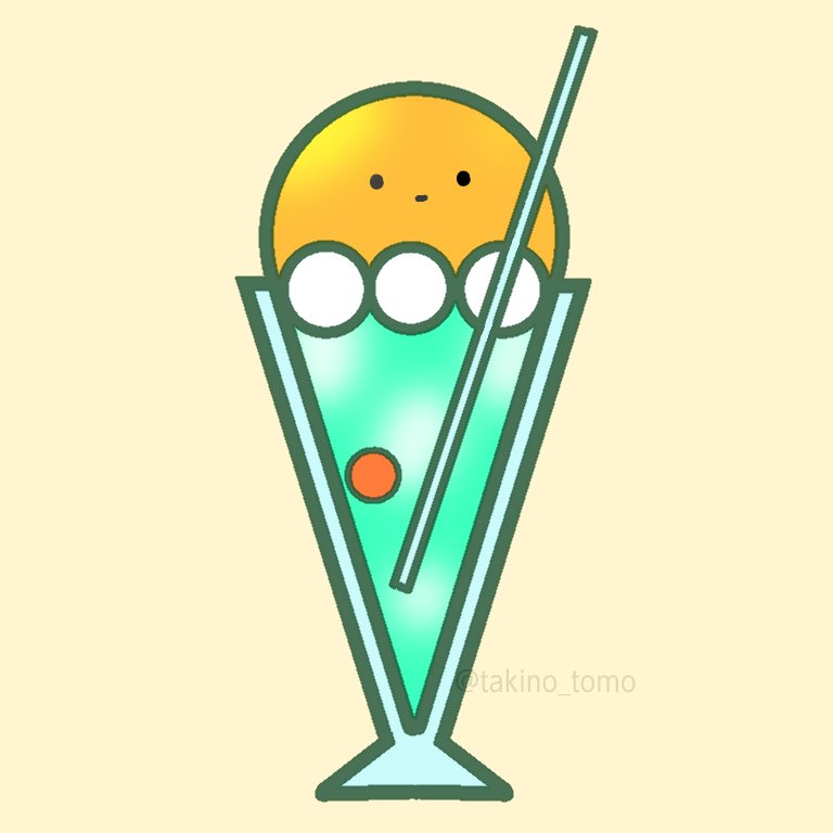 Tamao レトロっぽいクリームソーダさん 喫茶店 コースター 昭和レトロ クリームソーダ イラスト イラストレーション Illustration Illustrated Art スイーツ 喫茶店