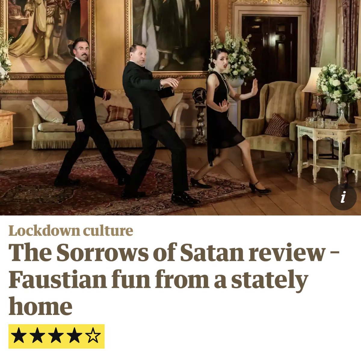 BOOM! A ⭐️⭐️⭐️⭐️ rave review for The <a href="/sorrowsofsatan/">The Sorrows of Satan</a> - the only theatre review in The Observer today! theguardian.com/stage/2021/may…