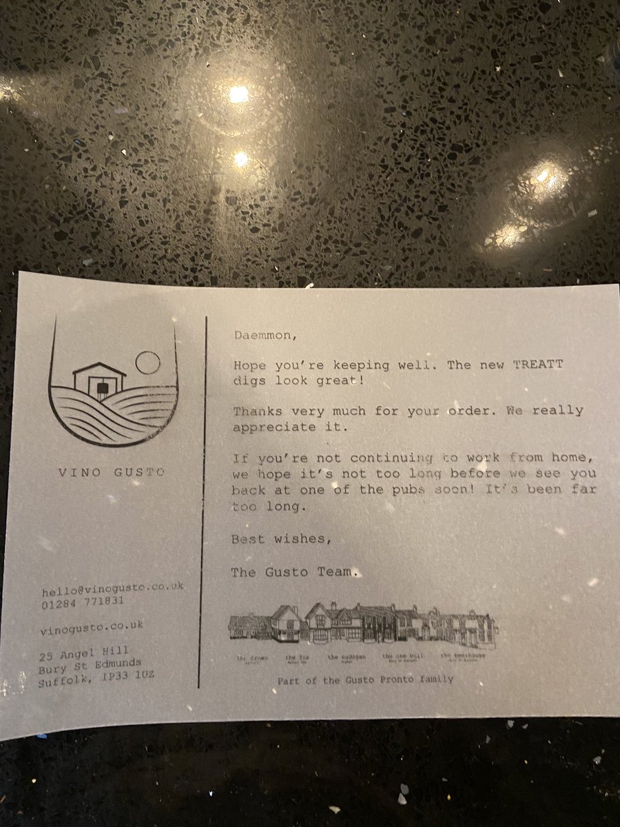 Some businesses make customers feel valued, some do not. Small acts of appreciation go a long way. Full marks to the <a href="/vinogustouk/">Vino Gusto</a> team <a href="/theonebullbury/">The One Bull</a> for this note enclosed in another cracking case <a href="/davidmarjoram76/">David Marjoram</a>