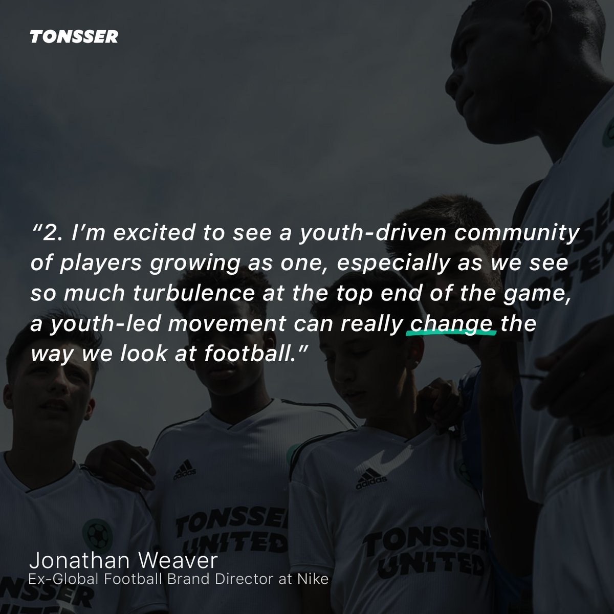 Tonsser's tweet photo. Announcing our newest Tonsser Advisor: @Jonathan_Weaver 🔥 Ex-Global Football Brand Director at Nike 

To be an owner of Tonsser United click here https://t.co/mk3KrE4xVC https://t.co/CAXLK3LIYO