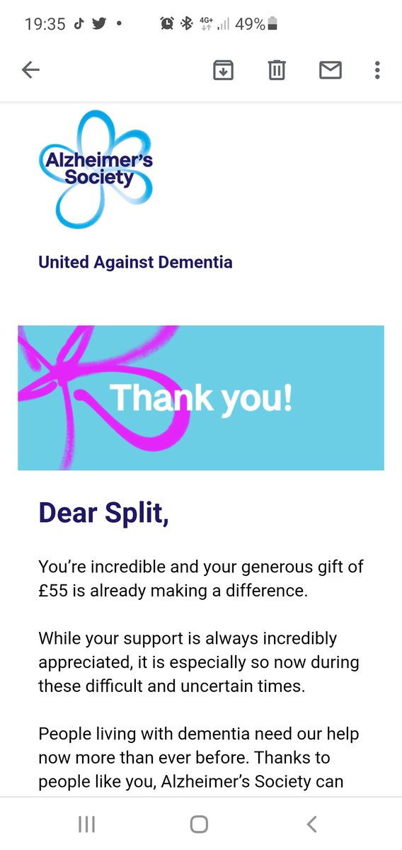 person_split's tweet image. I just want to say a big huge thank you to everyone and especially to Otha for reccomending this charity. I am honored to have the sorts of viewers that help support my charity goals and help me be a better person &amp;lt;3 £55 to Alzheimers Society is amazing. Thank you ALL &amp;lt;3 xx