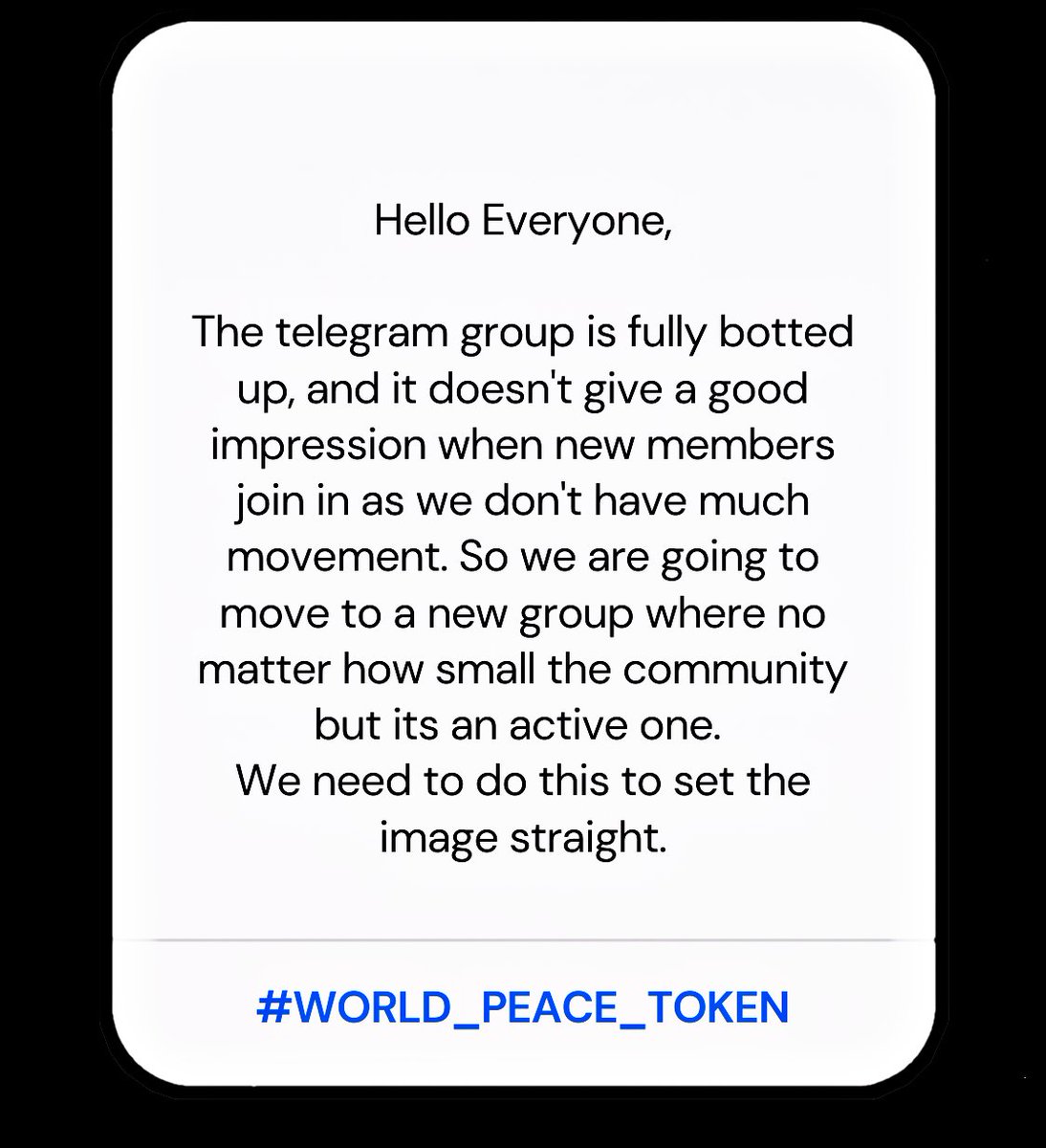 thepeacetoken's tweet photo. Pls join this so we can rebuild the group and more active community 

https://t.co/7eYMJelFjW https://t.co/X6GcLhDEZ9