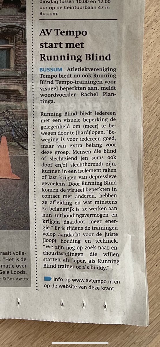 Krant gelezen? #runningblind #tempoavbussum