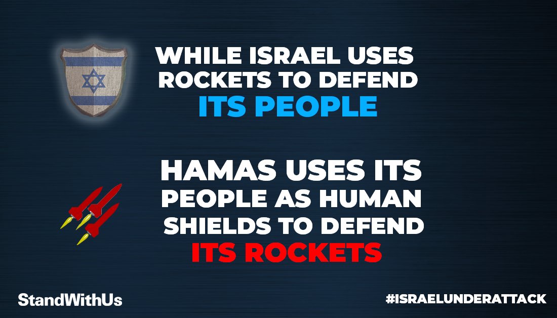 🚀 Hamas targets civilians. 
🇮🇱 Israel targets terrorists.
One of these things is not like the other.
#standwithus #IsraelUnderAttack #IsraelUnderFire