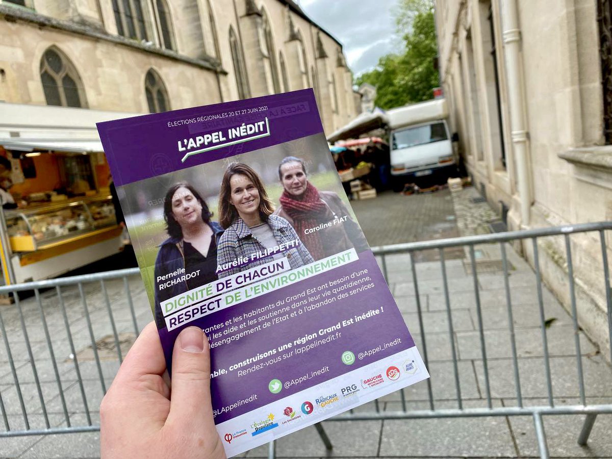 👊 C’est parti ! Place aux actions de terrain : 

Tractage à #Nancy sur le marché. 
La jeunesse, bien représentée, au service d’un projet résolument de gauche et écologiste avec <a href="/aurelifil/">Aurélie Filippetti</a> pour notre région le #GrandEst #Regionales2021 

(Toi aussi, rejoins-nous ! 😉)