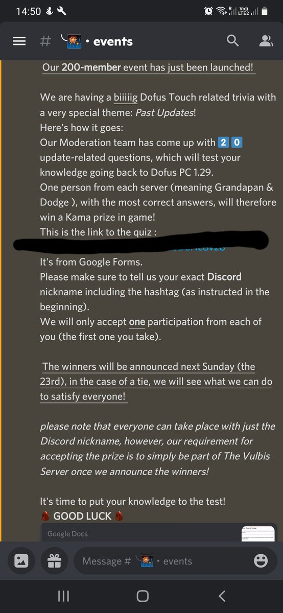 xritin's tweet photo. Okay here's the deal!
We're having a #DofusTouch Trivia event on #theVulbisServer!
It's past-update themed π€
We tried keeping it as accurate as our memories allowed us to, since some questions were inspired by #DOFUS 1.29
Try your luck!
Link on bio π https://t.co/o9IdhQ4i2j
