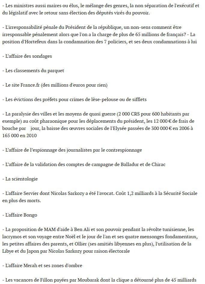 lapin47's tweet photo. Liste INCOMPLÈTE des #Affaires pas toutes judiciaires de Nicolas #Sarkozy avec ses amis de l'#UMP & co.
#Woerth #Bettencourt #Kadhafi #Bismuth #Libye #Herzog #Azibert #Clearstream #Servier #Gandrange #H1N1 #Pérol #escrocs #corruption #Takieddine #Compiègne #Karachi #Wildenstein https://t.co/kRF8CyjzvB