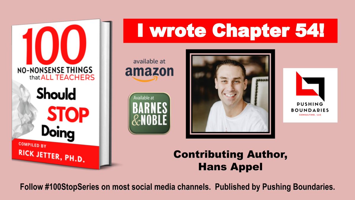 We're thrilled to have #AwardWinningCulture apart of the #1 New Educational Release: '100 No-Nonsense Things that ALL Teachers Should STOP Doing' **Hans's Chapter #54: Stop Obeying Orders When Something Just Isn't Right Grab a copy: amzn.to/3btf5WC #100StopSeries