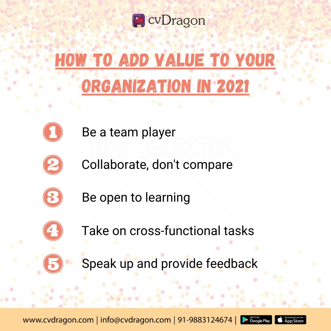 cvDragonIndia's tweet photo. Adding value to your work might be a vague concept since it varies from industry to industry and company to company, but it's one that every employee is capable of and is helpful for a successful career.
#cvdragon #resumewriting #resumeservice #resumeapp #resumehelp #resumepro https://t.co/IpvpDAYwXk