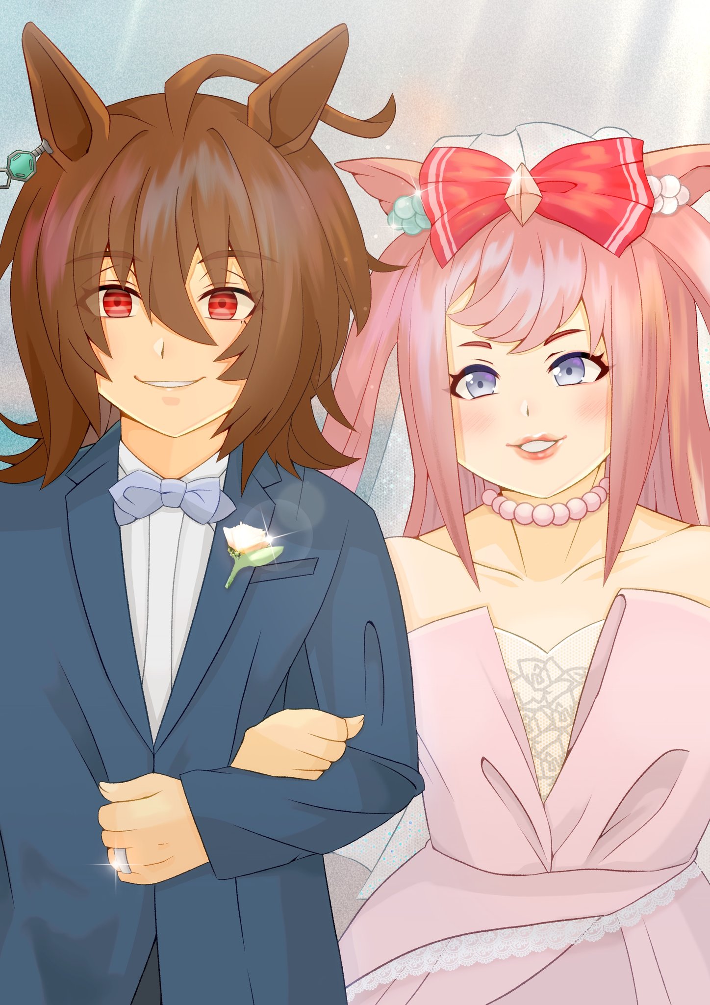 Twitter 上的 夏木 純 イラストアカウント アグネスデジタルとアグネスタキオン 撮影スタジオでタキデジ新郎新婦コスプレ ウマ娘 ウマ娘プリティーダービー イラスト T Co Izd6y8wame Twitter