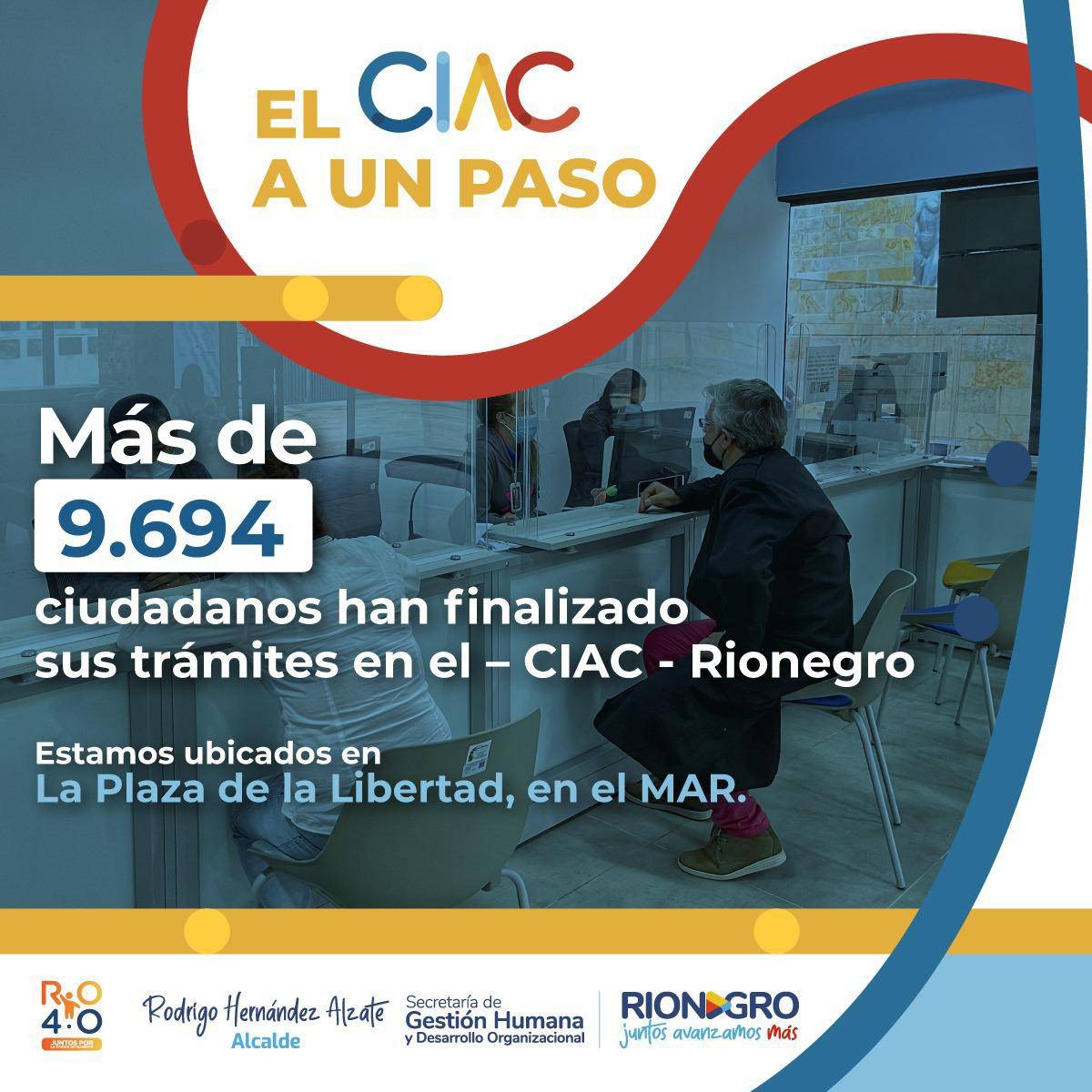AlcRionegro's tweet photo. Desde el Centro Inteligente de Atención Ciudadana, gestionamos 7 servicios a un paso. 🙌🏻
#Rio4.0
#JuntosAvanzamosMás https://t.co/oZCbjMaPzY