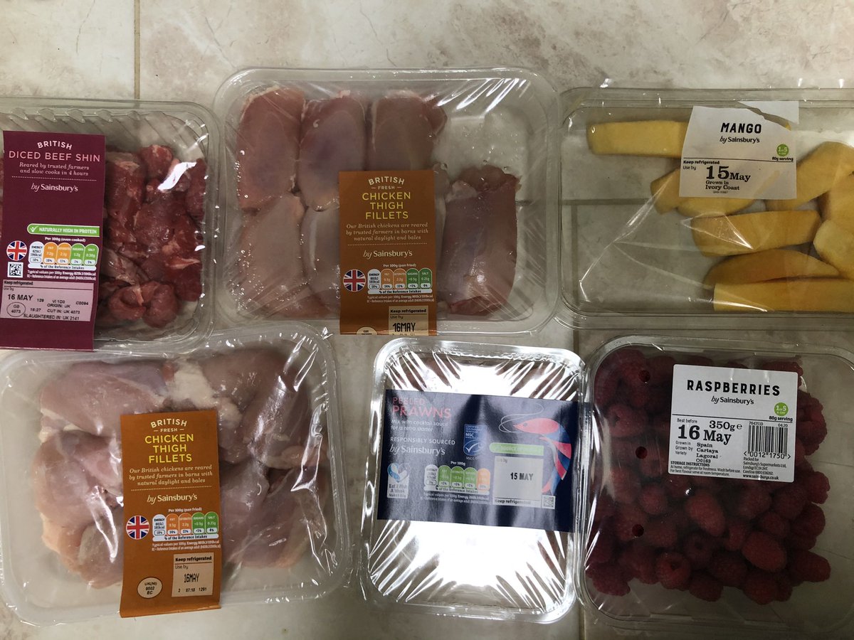 LozCopeland's tweet photo. @sainsburys Our weekly food shop arrived 3ish Thursday, £27.05 of it had to be eaten by today. 3 packs of chicken, 2 packs of beef, 1 pack prawns, mango sticks and raspberries all out of date as of today. Could varied / longer expiry dates through the week have been selected? https://t.co/7TaEOCewMy