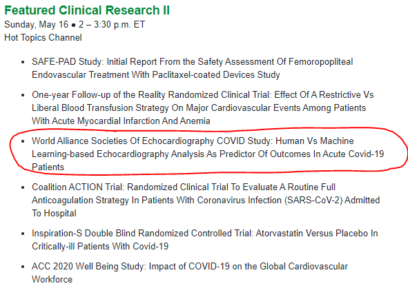 American Society of Echocardiography (@ase360) on Twitter photo Mark your calendars now for the #WASE #COVID19 featured #Research session with <a href="/FedericoAsch/">Federico Asch</a> at #ACC21 May 16 at 2:00 PM ET. Can #AI predict #COVID outcomes? <a href="/robertomlang/">Roberto M Lang</a> <a href="/MedStarResearch/">MedStar Health Research</a> <a href="/ultromics/">Ultromics</a> #EchoFirst #ACCImaging #CardioTwitter Mark your calendars now for the #WASE #COVID19 featured #Research session with <a href="/FedericoAsch/">Federico Asch</a> at #ACC21 May 16 at 2:00 PM ET. Can #AI predict #COVID outcomes? <a href="/robertomlang/">Roberto M Lang</a> <a href="/MedStarResearch/">MedStar Health Research</a> <a href="/ultromics/">Ultromics</a> #EchoFirst #ACCImaging #CardioTwitter
