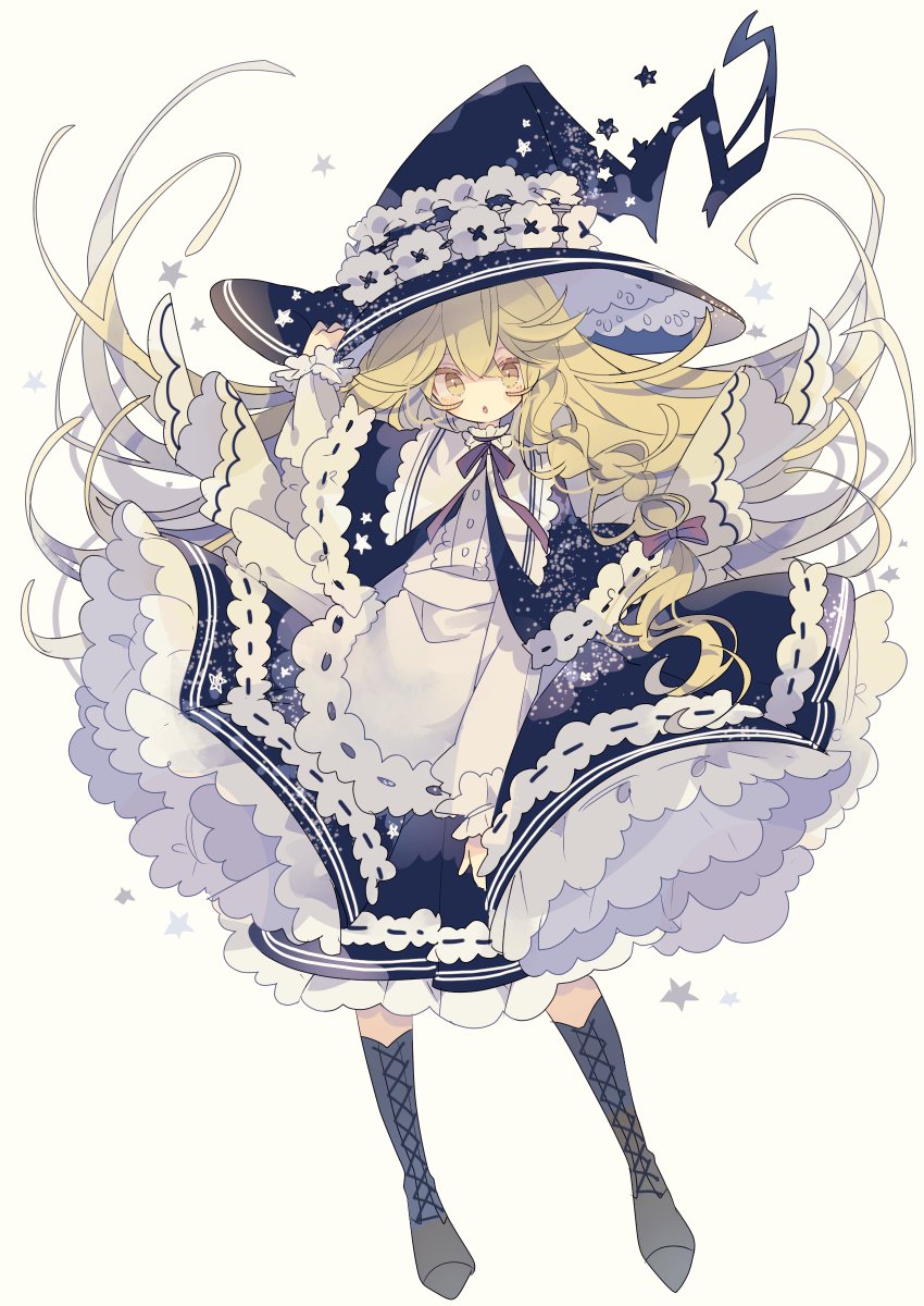 kirisame marisa 1girl solo hat blonde hair long hair witch hat boots  illustration images