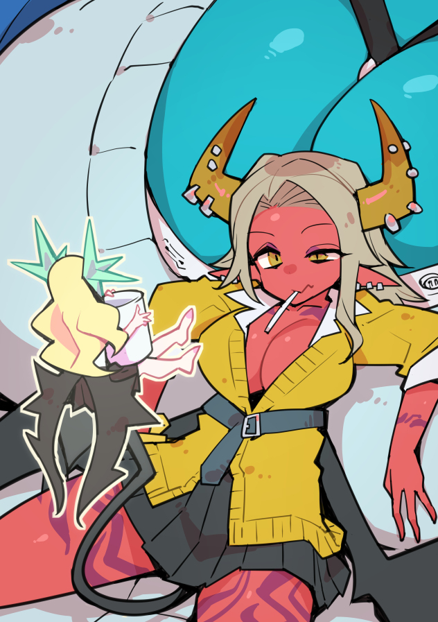 仲良しサキュバス三人娘 #サキュバス #体格差 #乳枕 https://t.co/lBUFk6sx2G 