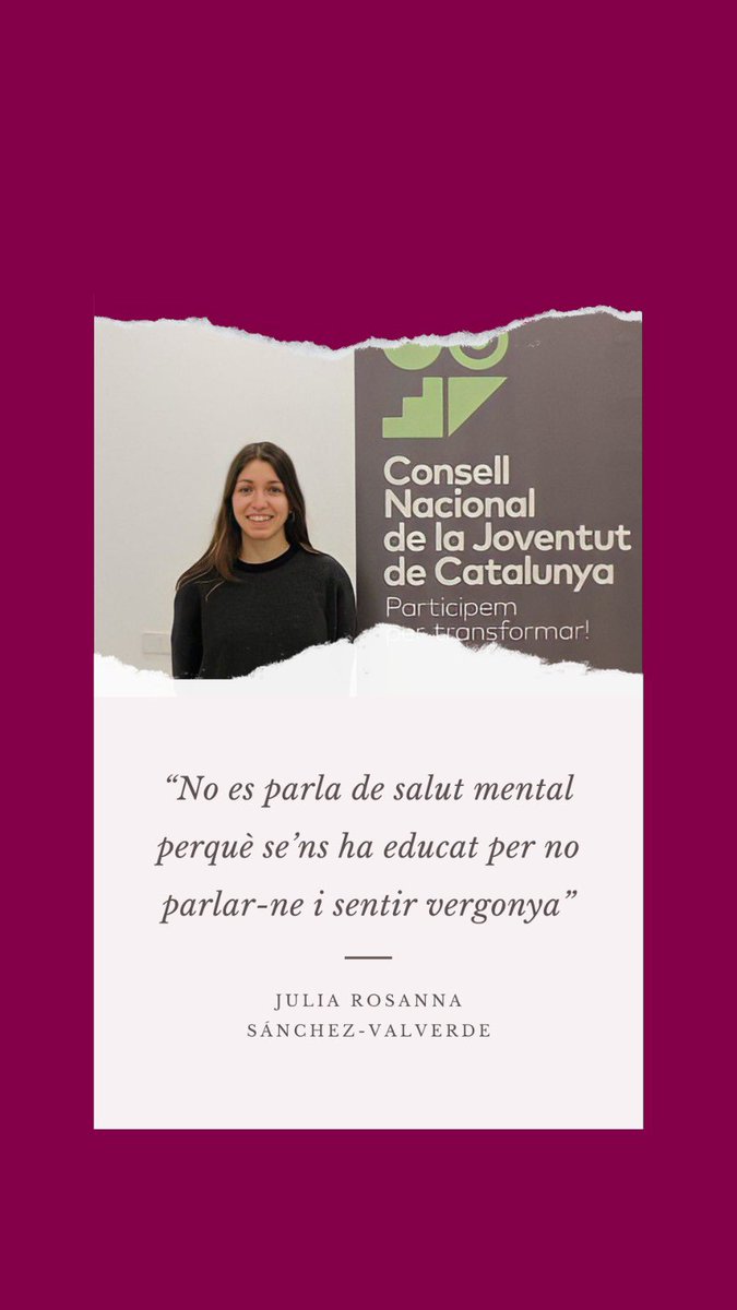 LleidaMagazine's tweet photo. Aquesta és una de les cites més destacades de l'entrevista que vam realitzar el passat divendres amb la Julia Rosanna Sánchez-Valverde, responsable del projecte de Salut Mental del Consell Nacional de la Joventut de Catalunya. 

Aviat l’entrevista completa!

👩🏻‍💼🧑🏼‍💼🧠🦠

#Humani https://t.co/7Q2pVbpHWL