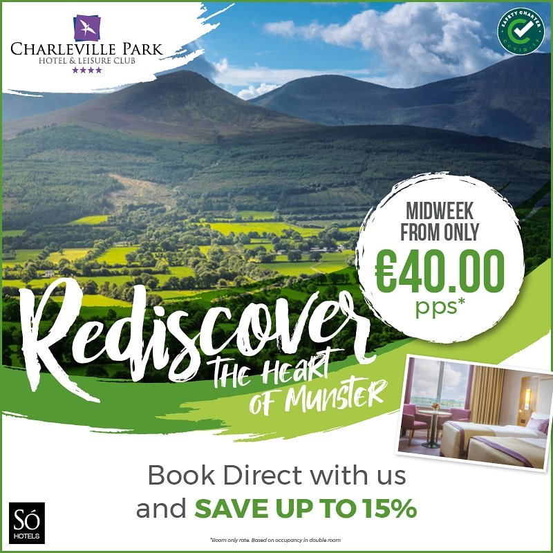 Our June mid week breaks are now available to book on charlevilleparkhotel.com Enjoy a luxurious break with leisure club access from €40 per person!! #staycation #June21 #hotel