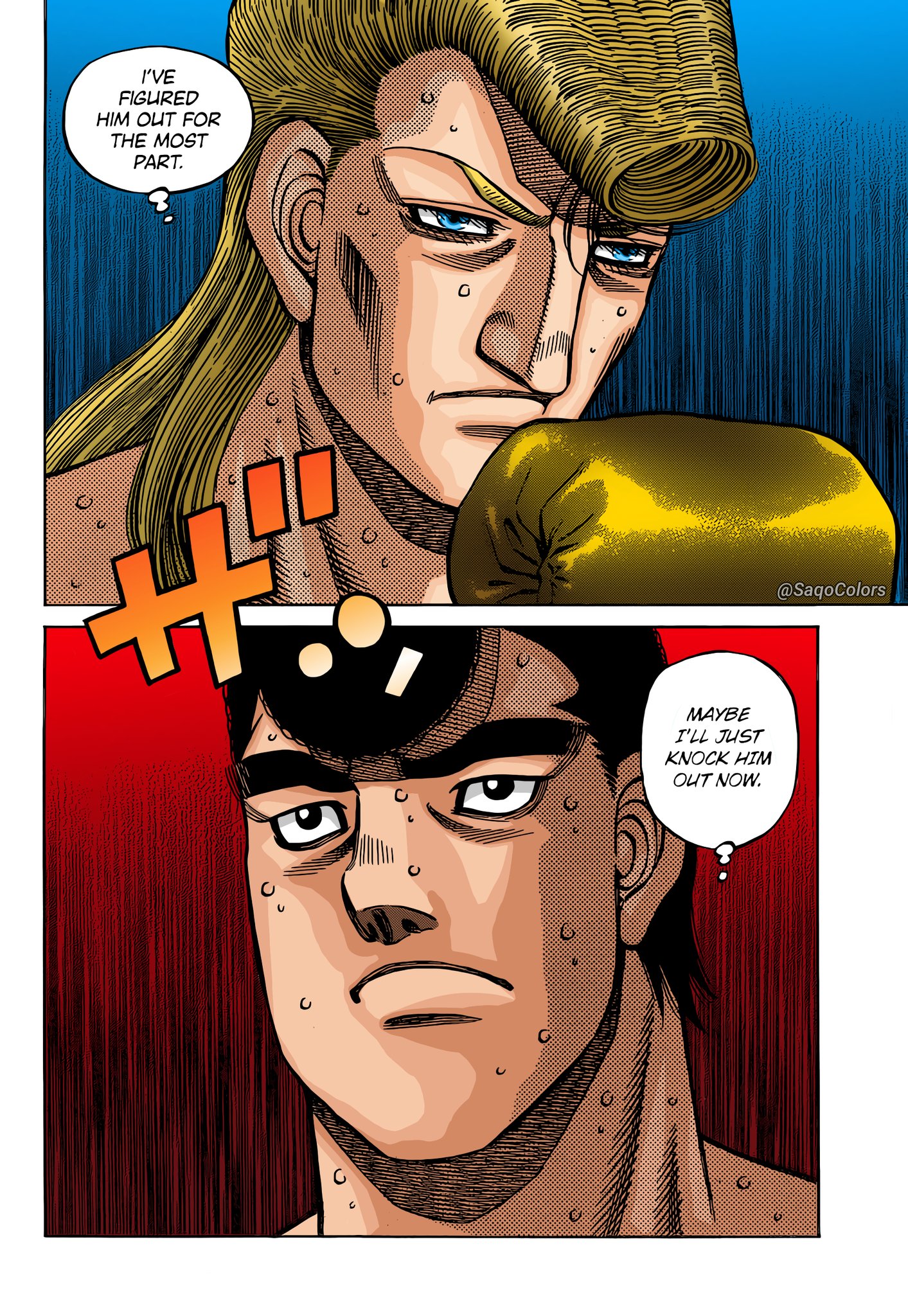 I finally finished my last coloring of Takamura vs Keith, I will now show you all the colorings I did for this fight. : r/hajimenoippo