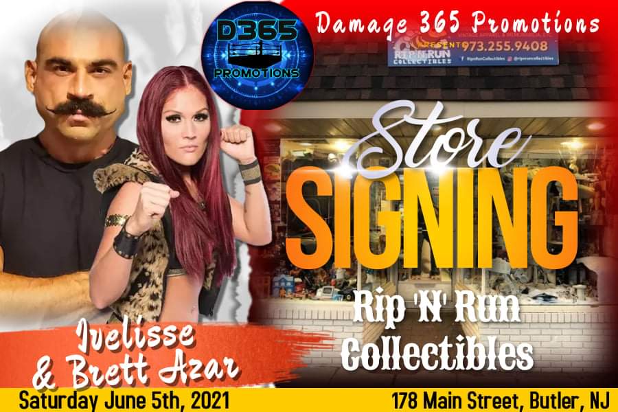 chino0502's tweet photo. Sat June 5th come hang out with us, @RealIvelisse &amp; @azar_brett at  @rip_run and @TheWrestlingUni 2 store stops and then 8pm live virtual signing with #LaSicaria @damage365Radio https://t.co/GjIQaA5BoF
