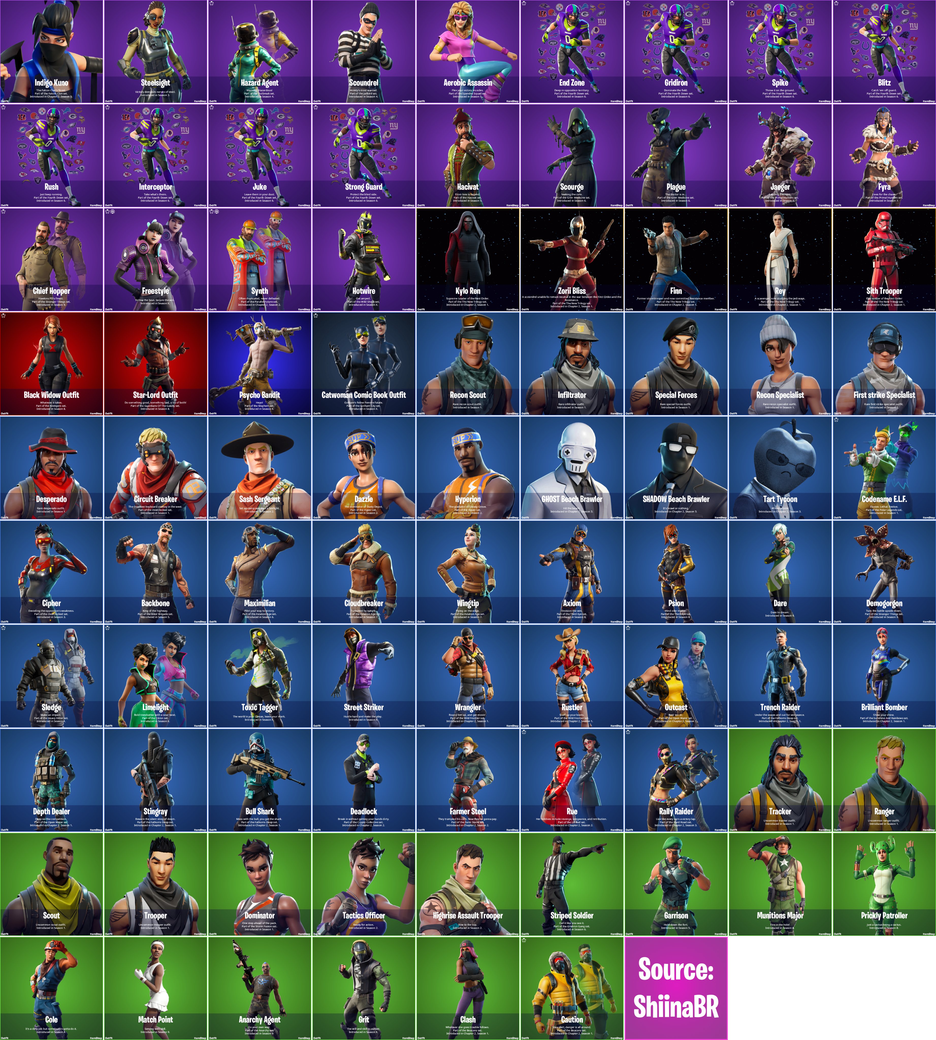 Shiina These Are All Skins That Do Not Have An Updated Item Shop Image In V16 40 I Updated This Post From V16 30 And Removed Skins Like Twitch Prime Skins