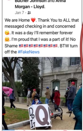 "IT WAS A DAY I'LL REMEMBER FOREVER" - Court appearance tomorrow at 10:30am for Dona Bissey of Indiana

Bissey is accused of posting the photo with a "Q" image celebrating January 6 on her Facebook page, after allegedly being part of the breach