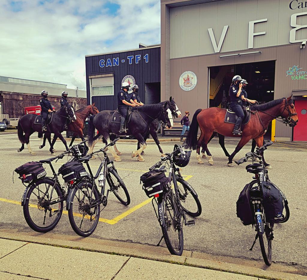 Horses and bicycles train together. #publicsafetyunit @VPDHorses @VancouverPD