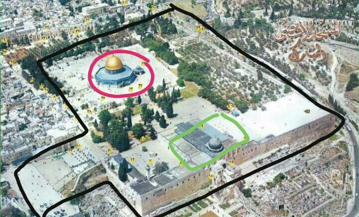 MedStat11's tweet photo. روى أحمد في مسنده عن ذِي الأصَأبِعِ قوله، قلت يا رسول الله، إِنِ ابتُلِينَا بعدك بالبقاء أين تأمرنا؟ قال: " عليك ببيت المقدس فلعلّه أن ينشأ لك ذرية يعدون إلى ذلك المسجد ويروحون".

 الصورة توضح:
     المسجد الأقصى (المحاط باللون الأسود). https://t.co/vU0kUYJHkF