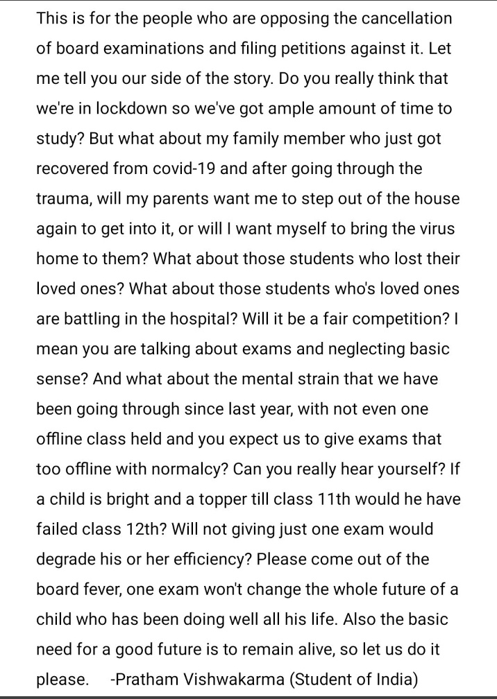 Gunjan279928431's tweet photo. #cancelrbseboardexams2021

Please take it seriously 🙏🏻 https://t.co/z775C5OTwx