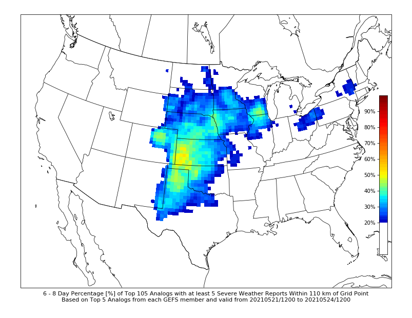 Quite the confidence in the upcoming pattern change. Not only in the number of GEFS members on board, but also the intensity per <a href="/CIPSAnalogs/">CIPS Analog Guidance</a>. Solid shot of >80 from Thur into next weekend AND (thanks @TimHalbach for tempting the gods) chances for severe. #wiwx @swiwx