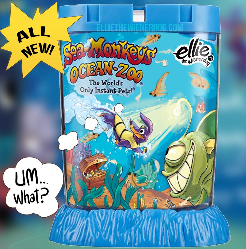 EllieWienerdog's tweet photo. Anyone remember Sea Monkeys?! Well apparently today is #SeaMonkeyDay so I thought I would do a fun twist on packaging with some artwork from my super cute book #ItsHardToSwim in honor of these little critters. What do you think, wanna buy some Ellie Sea Monkeys? ๐พ๐๐พ https://t.co/EN7lXuXNPm