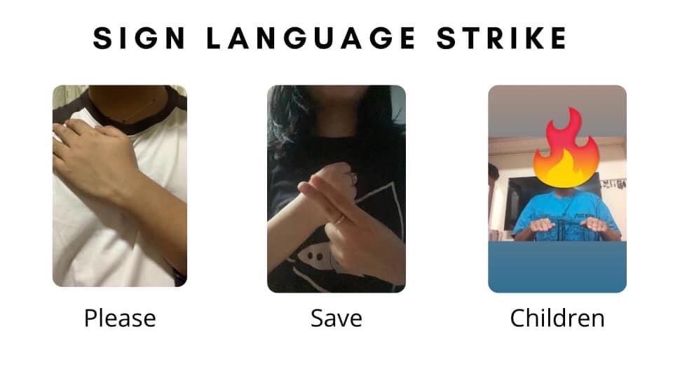 klatpri's tweet photo. A Sign Language Strike was launched by young people today, representing deaf, dumb people from all over Myanmar. #WhatsHappeninglnMyanmar #MilkTeaAlliance #May16Coup #HumansAreNotShields #NoFlyZoneInMyanmar https://t.co/ukM5HKzSQO