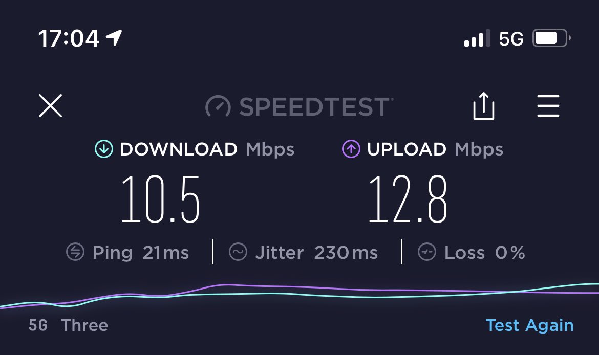 seblbuk's tweet photo. Well ⁦@ThreeUK⁩ can’t say I’m impressed with your 5G in an iPhone 12 Pro 🤔😬 hope that gets better before my contract is up in a few weeks! https://t.co/ibE0L2Txyl