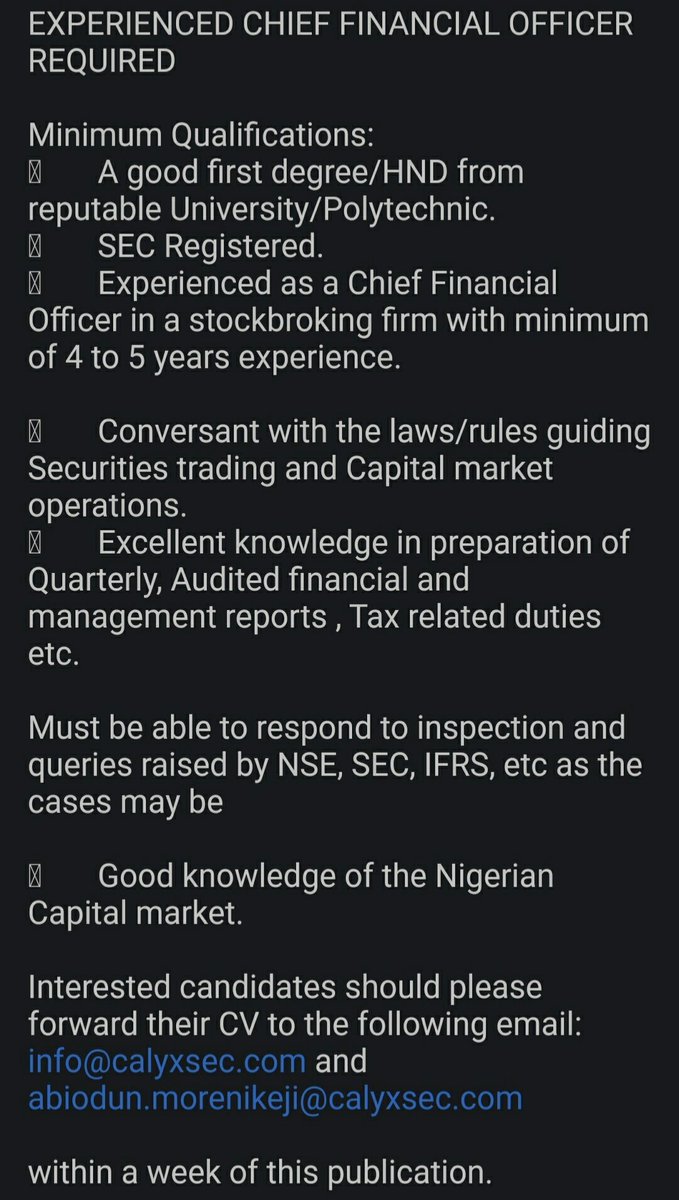 OYAfoundation's tweet photo. JOB OPENINGS:

Please RT aggressively,
someone on your TL definitely needs this.👏

#TaxConsultant #InternalAudit #CFO #AccountPayable #advisory #audit #tax #Nigeria https://t.co/UwFVaBBW0X
