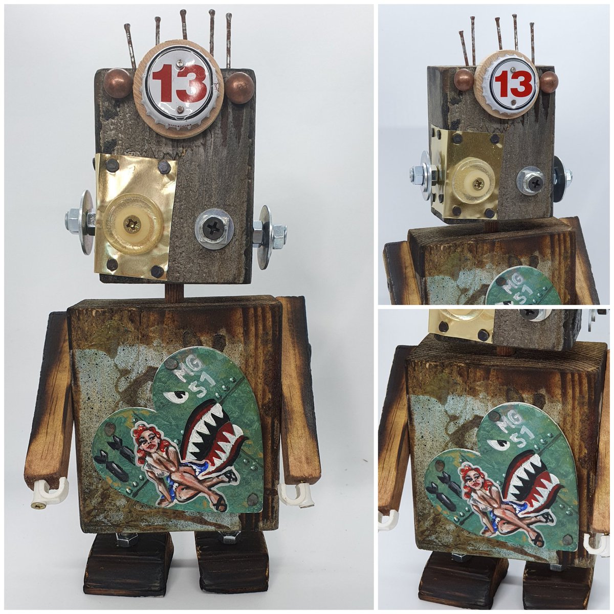 rockabillyrl's tweet image. Another prototype....starting officially next week, with so many ideas 
#robotfriend #robotbuddy #robots #noseart #personalisedgifts  #quirkygift #bot #retrostyle #garageart #originalart