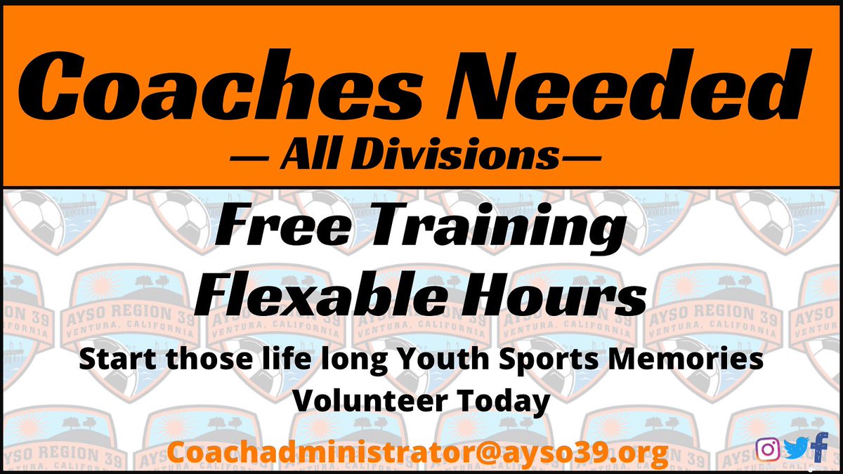 AYSO_Region_39's tweet photo. We can’t do it without you.  Volunteer Today.  https://t.co/q5SCDSYLRy. @AYSO_Region_39  @AYSO_Soccer https://t.co/vTnxXGBOqO