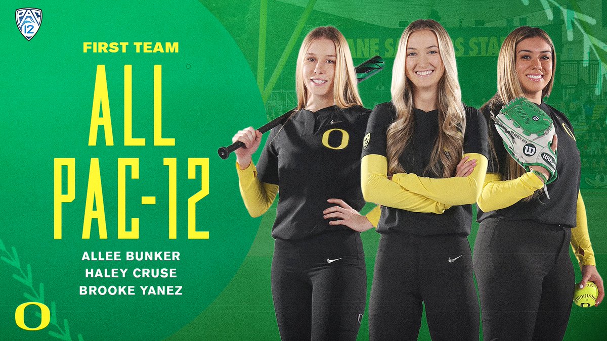 𝗔𝗪𝗔𝗥𝗗𝗦 𝗦𝗭𝗡 🥇

Congrats to these three on being named first-team All-Pac-12! #GoDucks

<a href="/Allee_Bunker/">Allee</a> 
@haley_crusee 
<a href="/brookeyanez23/">Brooke Yanez</a>